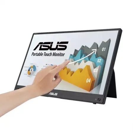 ASUS ZenScreen Touch MB16AMTR portable monitor 15.6inch IPS FHD WLED 16:9 60Hz 250cd/m2 5ms HDMI USB-C 2x1W Speakers Black+Dark Gray